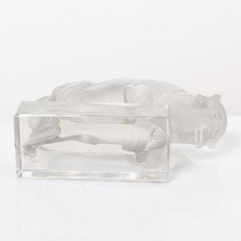 9 glass figurines, Lalique, France.