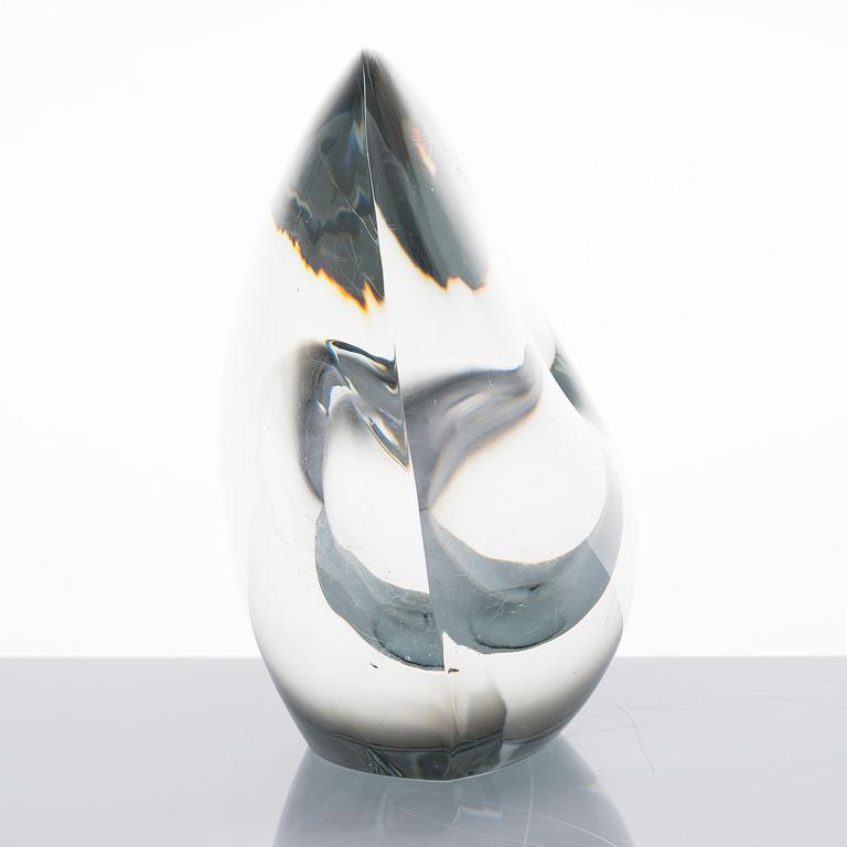 TIMO SARPANEVA, GLASSKULPTUR, 'Sittande fågel', signerad Timo Sarpaneva Iittala -54.