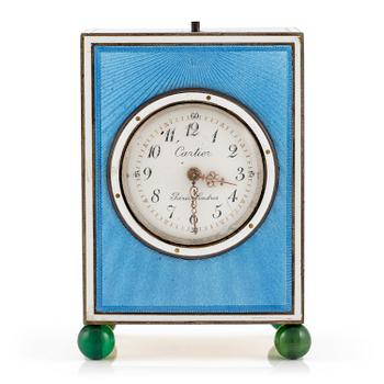 380. A Cartier enamel and silver-gilt miniature desk clock, "Mignonette" clock, France early 20th century.