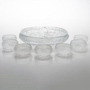 TAPIO WIRKKALA, A 'Lunaria' glass bowl and a set of seven 'Ultima Thule' dessert bowls for Iittala.