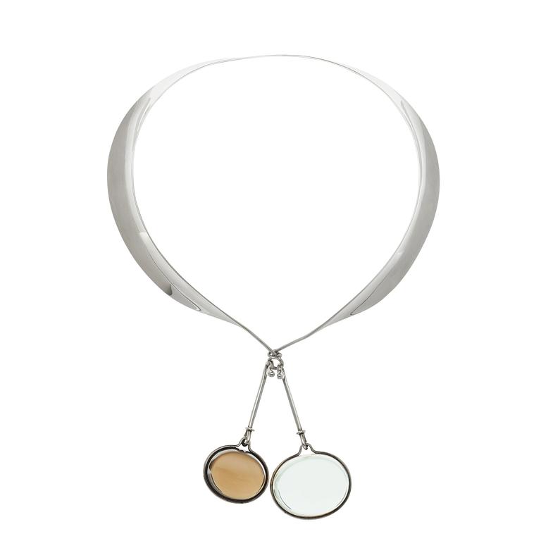 VIVIANNA TORUN BÜLOW HÜBE, halsring med 2 st  hängen, Georg Jensen, Köpenhamn efter 1945, sterling.