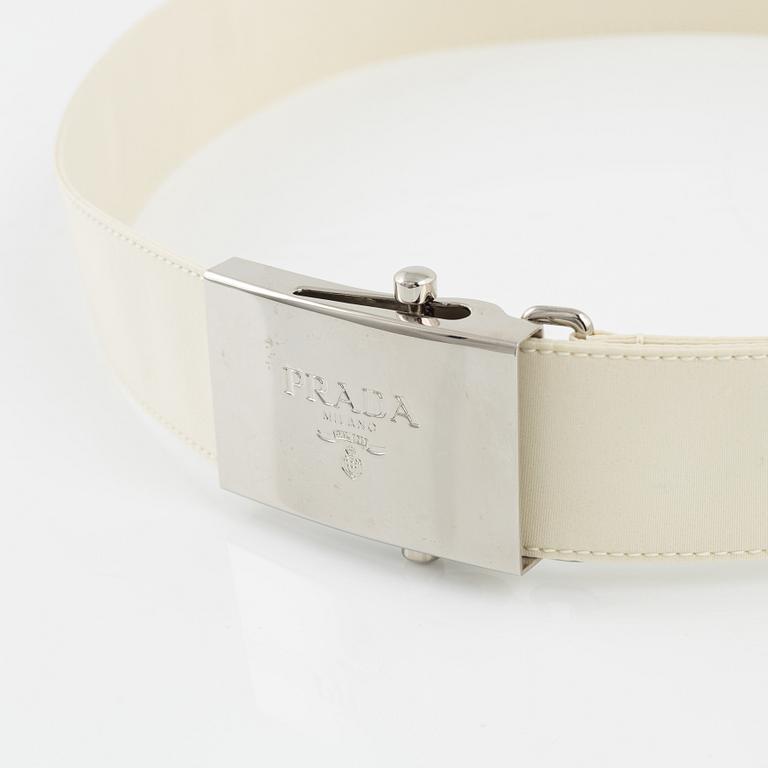 Prada, A white nylon belt.