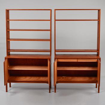SIDEBOARDS, ett par, BOKHYLLEUPPSATSER, ett par, Sverige, 1950/1960-tal.