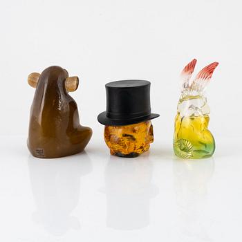 Ludvig Löfgren, skulpturer, glas, 3 st, Kosta Boda.