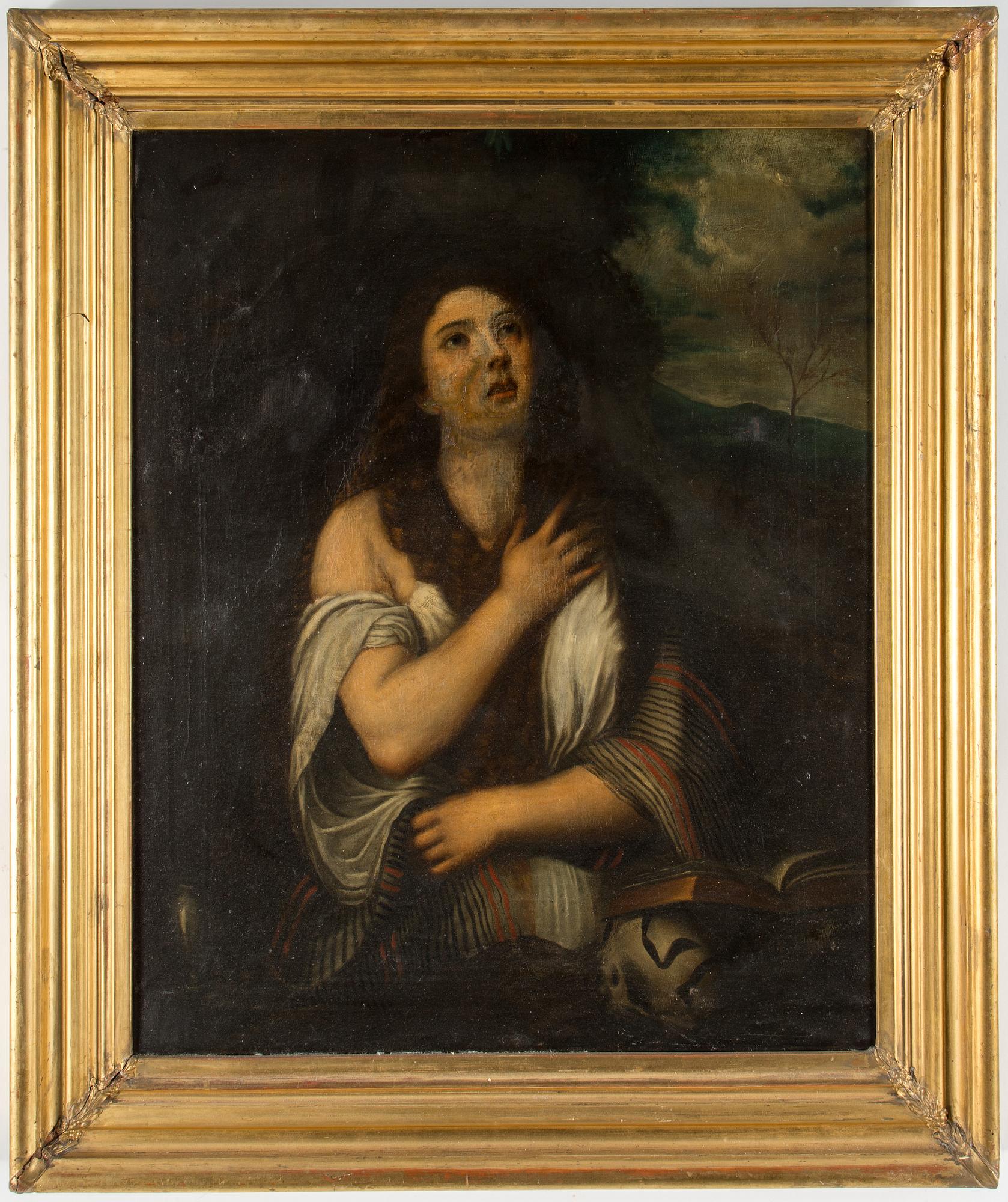 TIZIAN, after, 17th Century. Oil on canvas 77 x 64 cm. Unsigned.