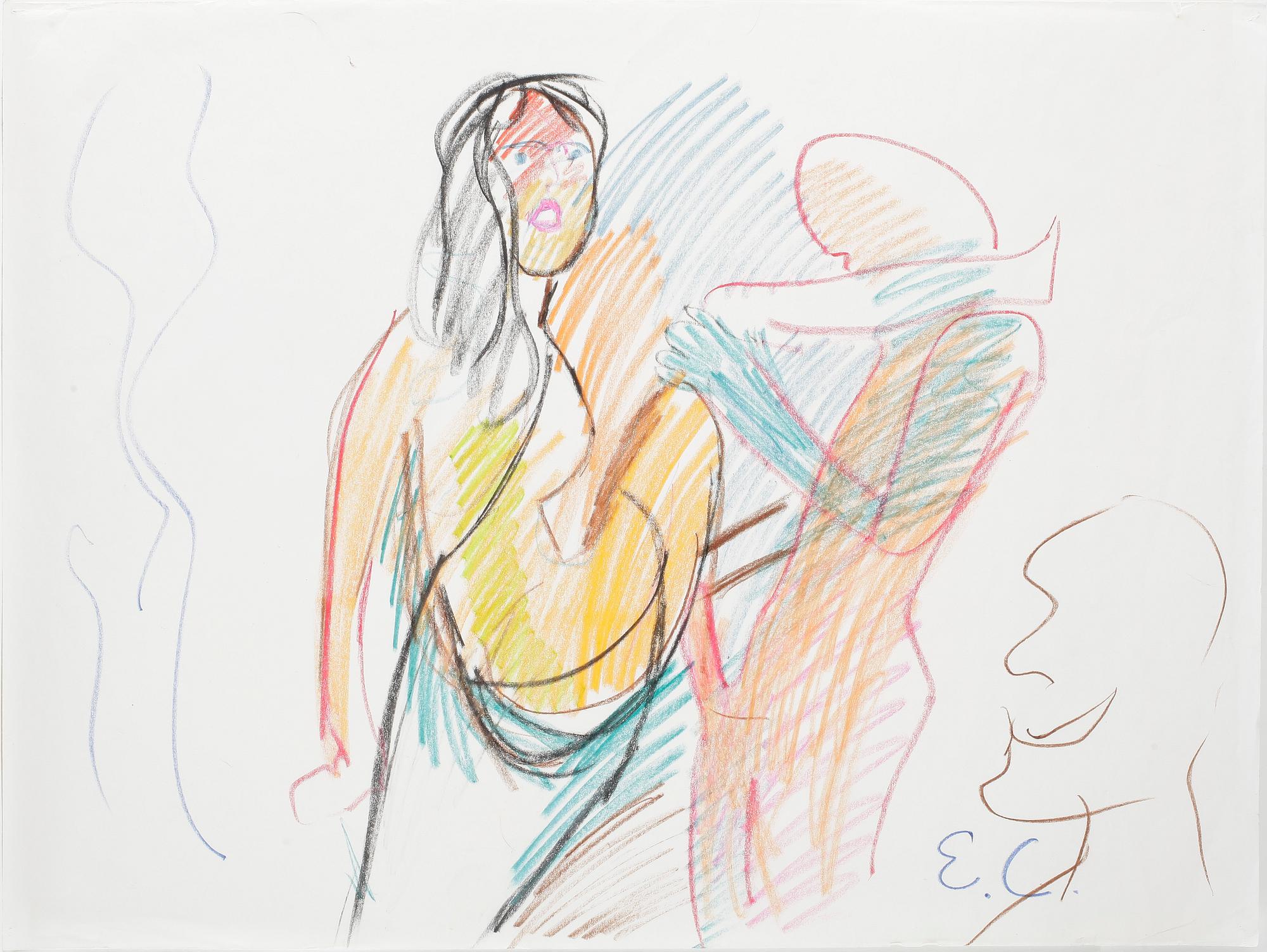 ERLAND CULLBERG, pastell, sign.