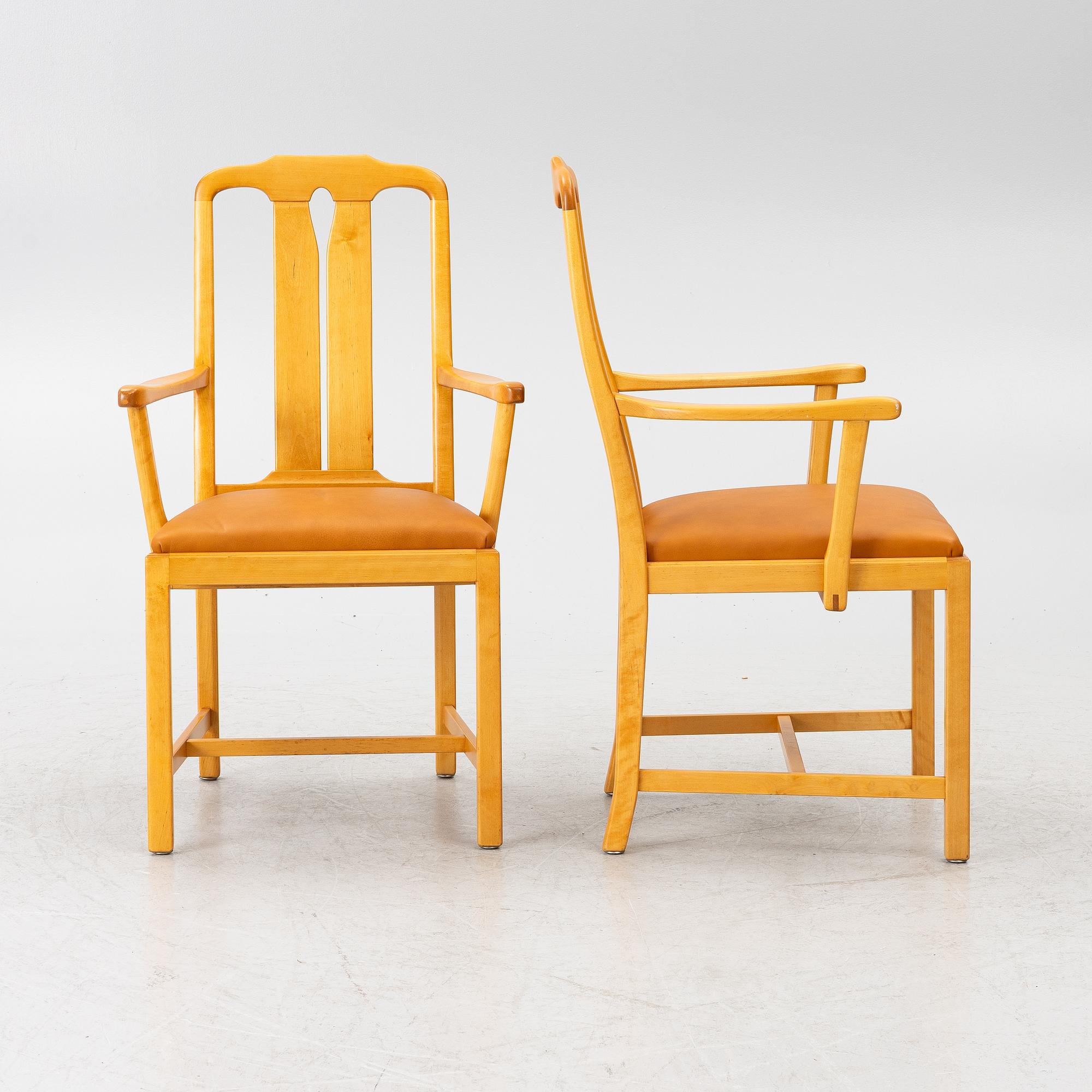 Carl Malmsten, Armchairs, 6 pieces, "Ambassadör", Åfors Möbelfabrik, late 20th century.