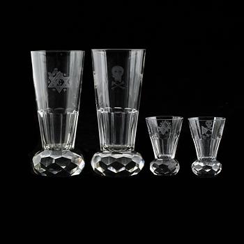 FRIMURARGLAS, 12 st, (6+6), 1800-/1900-tal.