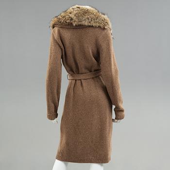 Long cashmere cardigan with fur collar from ralph Lauren.