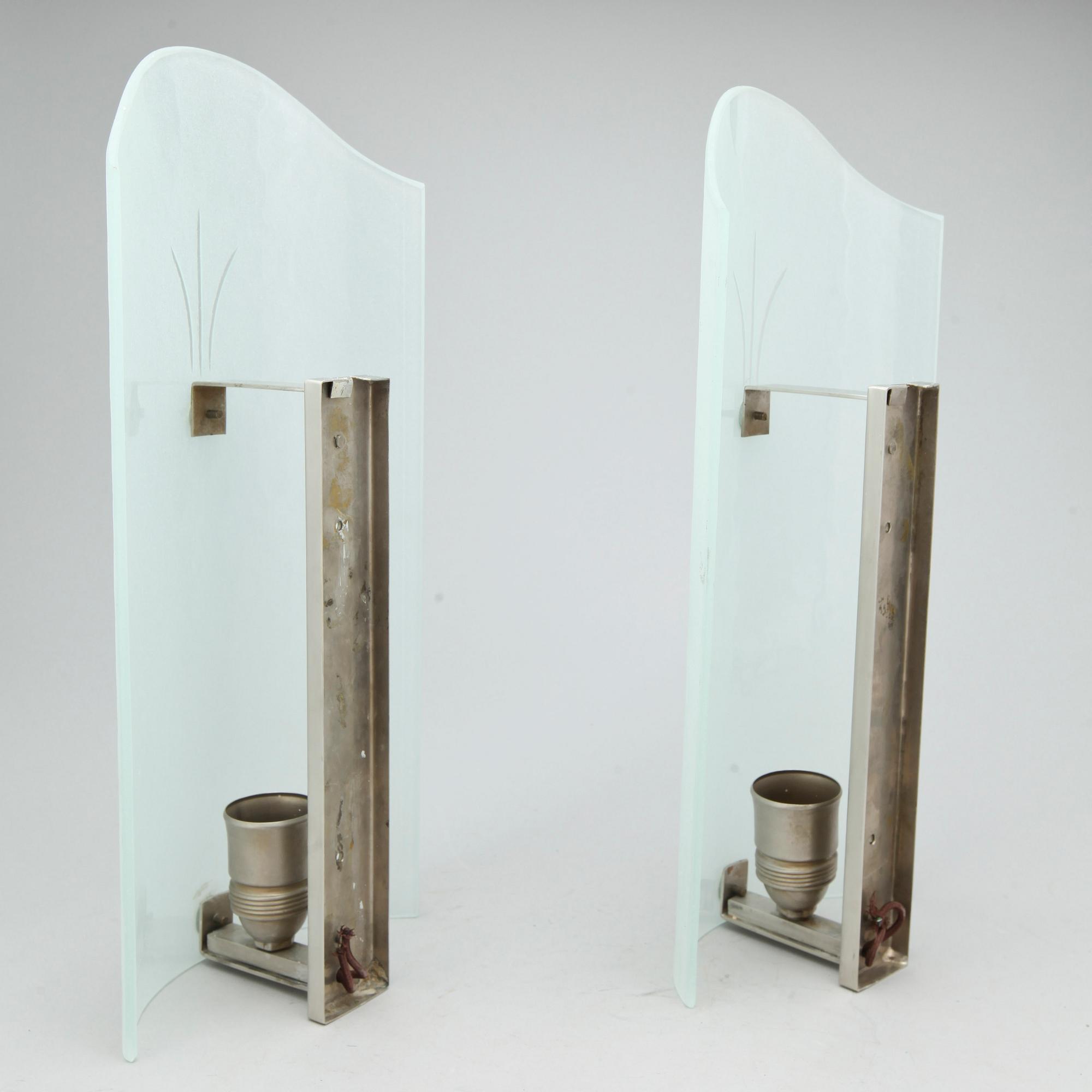 VÄGGLAMPETTER, 4 st, art deco, 1900-talets första hälft.