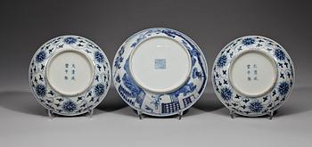 SKÅLFAT, 3 st porslin Kina 1800-tal.