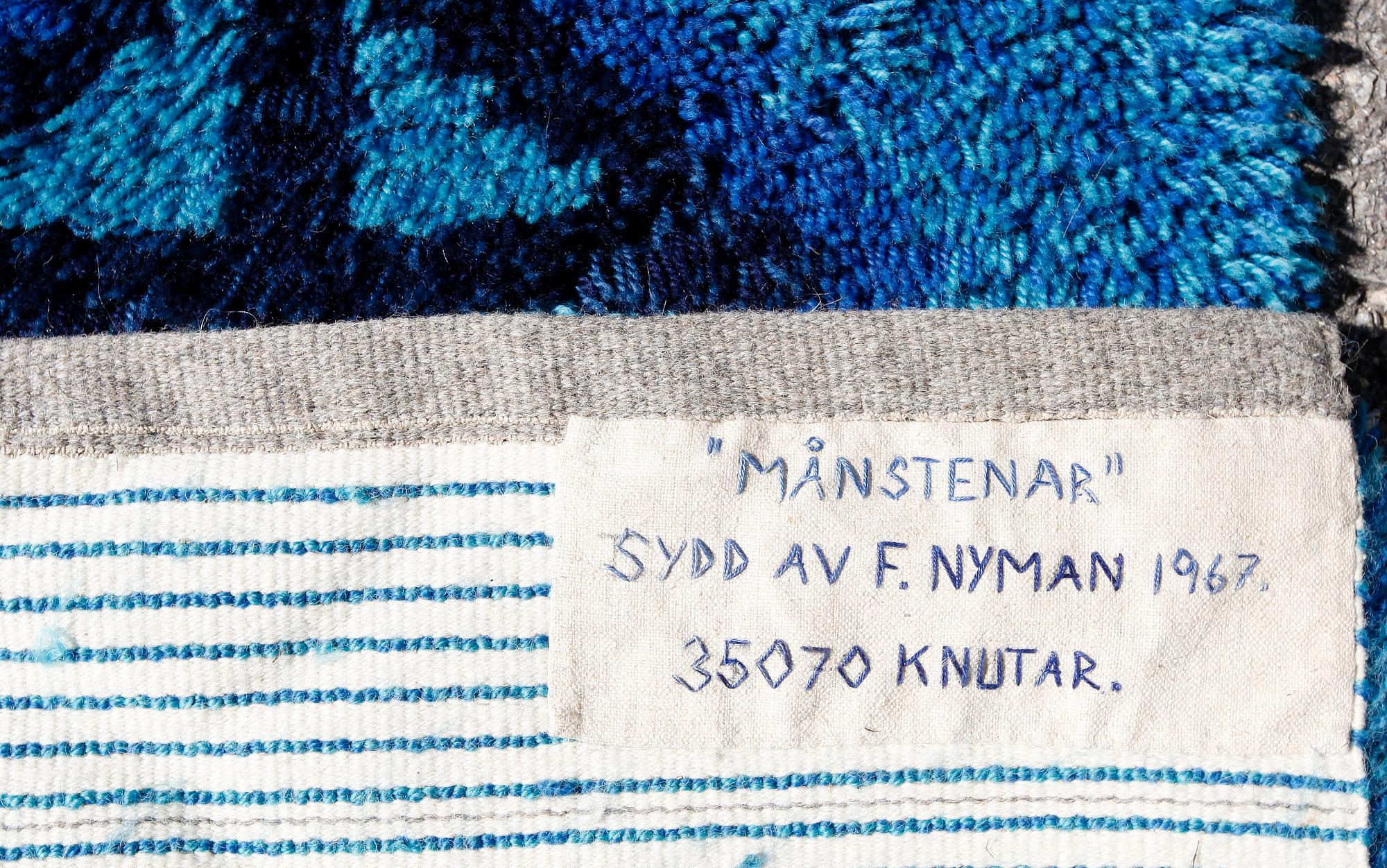 MATTA, rya, "Månstenar", F Nyman 1967, ca 230 x 162.