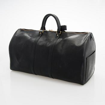 Louis Vuitton, A Black Epi Leather Keepall Bag.