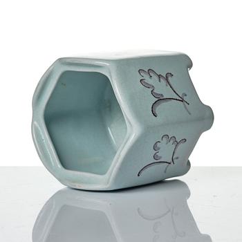 Wilhelm Kåge, eleven pieces of faience including jars, inkwells and a tulip vase, Gustavsberg, Sweden, 1919-1920.