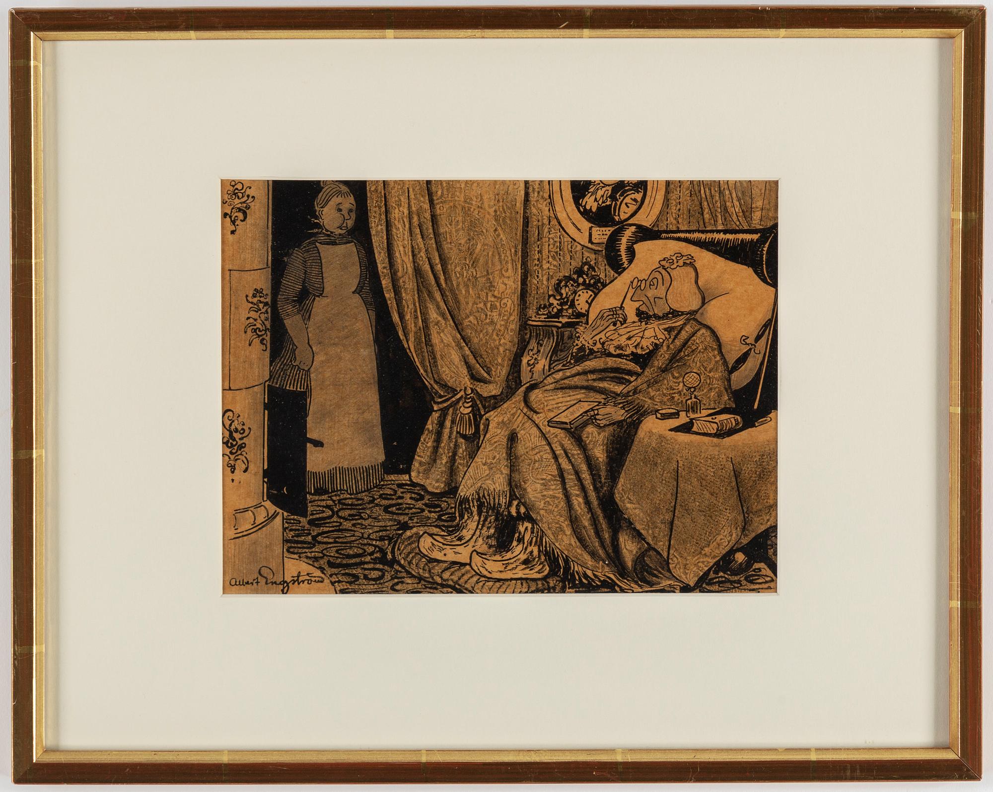 ALBERT ENGSTRÖM, ink drawings, 13, signed.