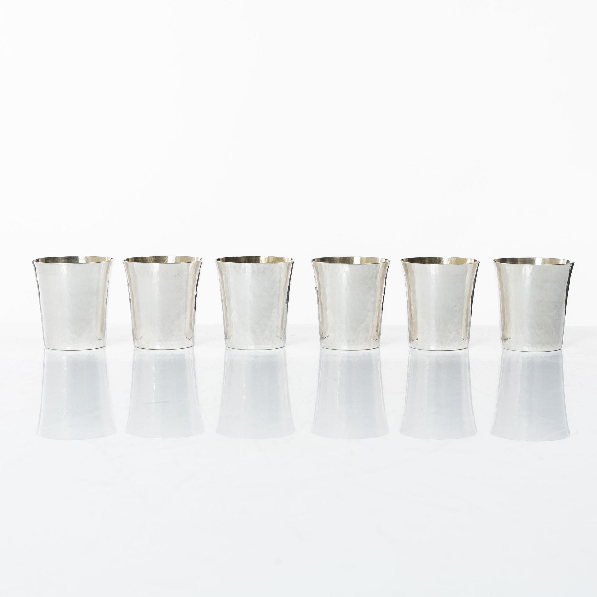 Six silver beakers, mark of Mema, Lidköping 1979.