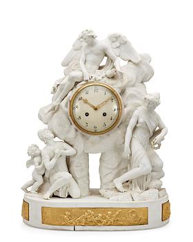 662. A French Louis XVI 18th Century biscuit mantel clock.
