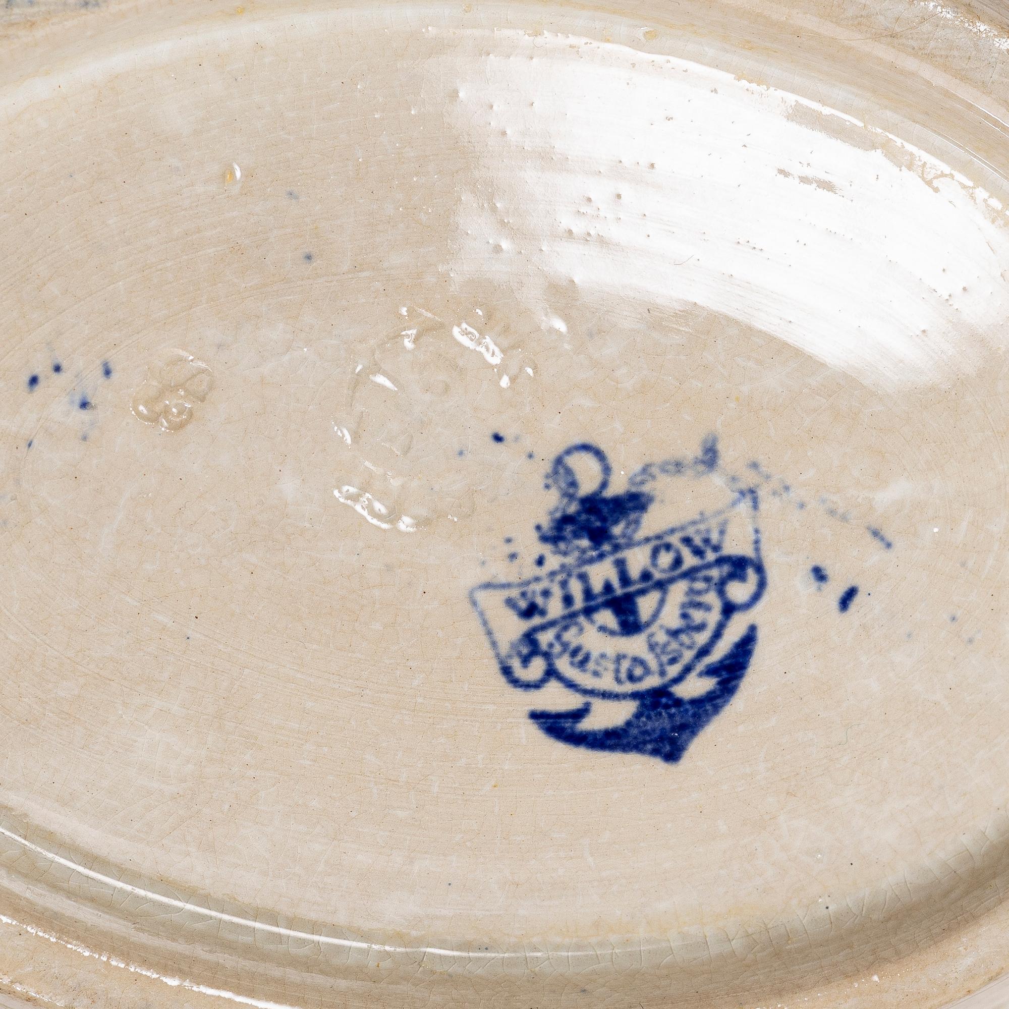 Gustavsberg, servisdelar, 69 st, "Willow", tidigt 1900-tal.