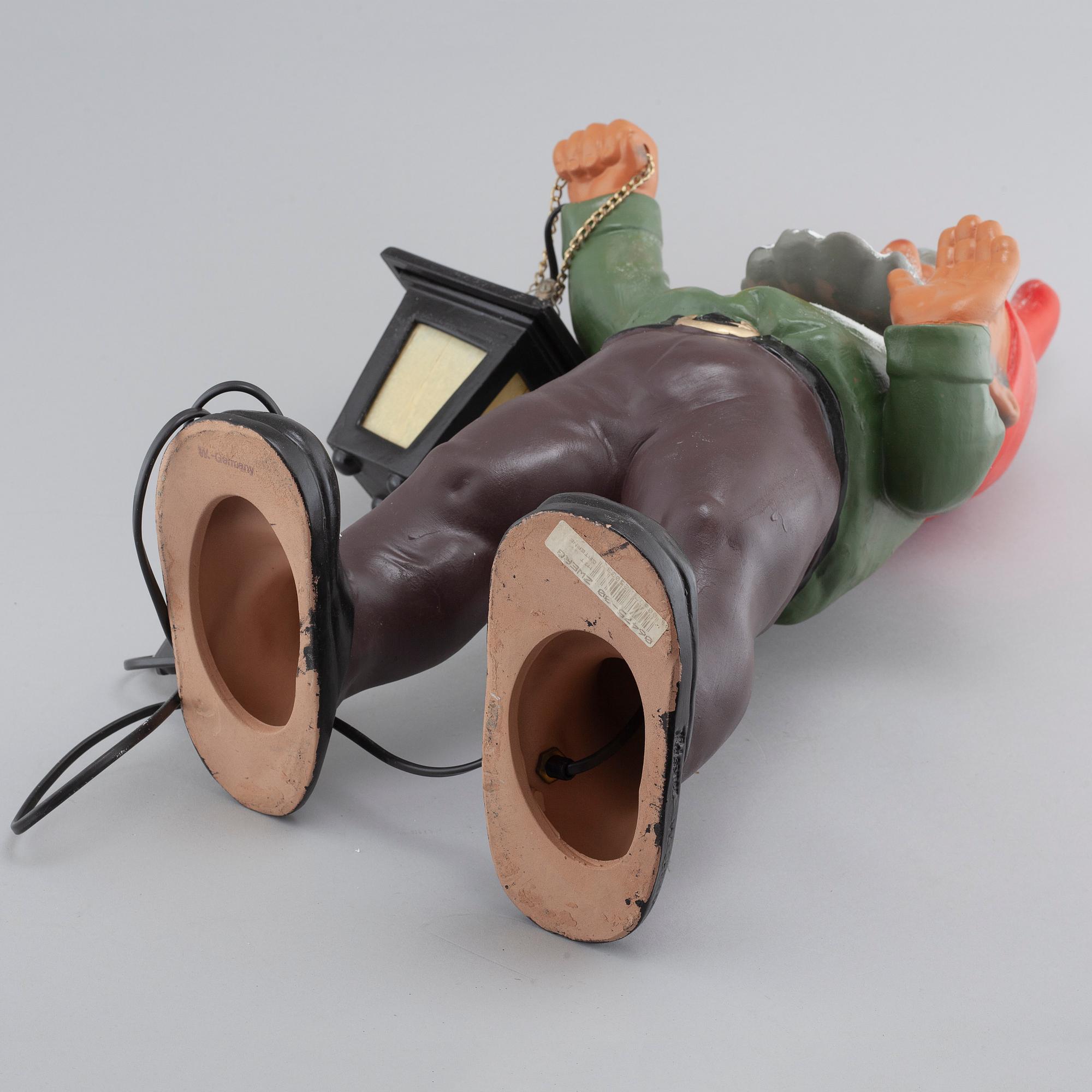 A ceramic gnome with lantern by Heissner, Germany, second half of the 20th century.
