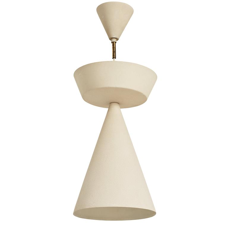Bertil Brisborg, an egg-shell lacquered ceiling light, Nordiska Kompaniet Sweden 1950's.