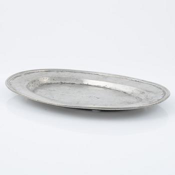 Three Swedish pewter items, 19th Century.