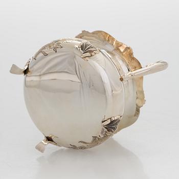 Kaffeservis 3 delar samt sockertång, silver, Kultakeskus Tavastehus 1961-62.