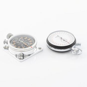 Two rally stopwatches, L. Sundstedt, Stockholm and Minerva, provenance from the Swedish Rally to the Midnight Sun.