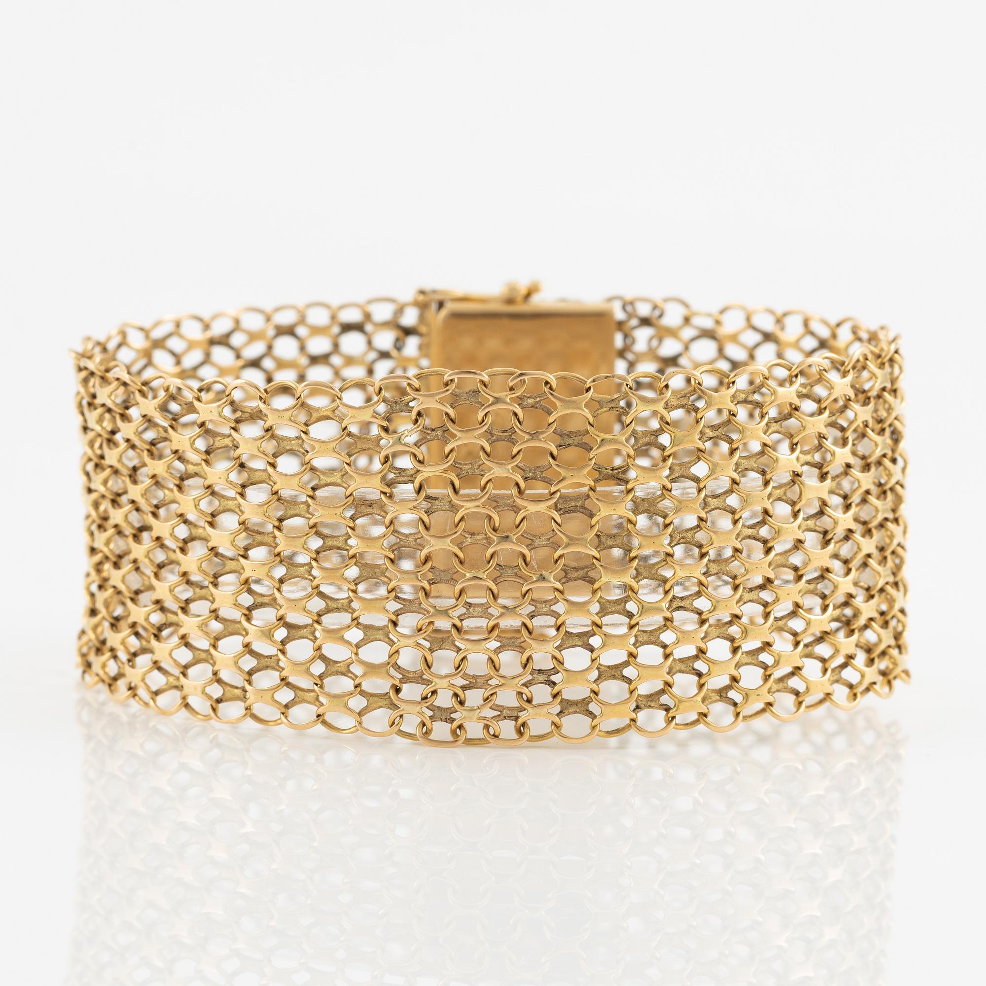 Armband, 18K guld, bred x-länk.