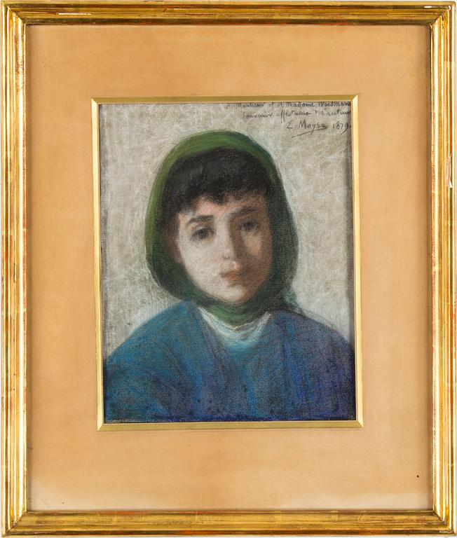 EDOUARD MOYSE, colour crayon on paper, signed and dated 1879.
