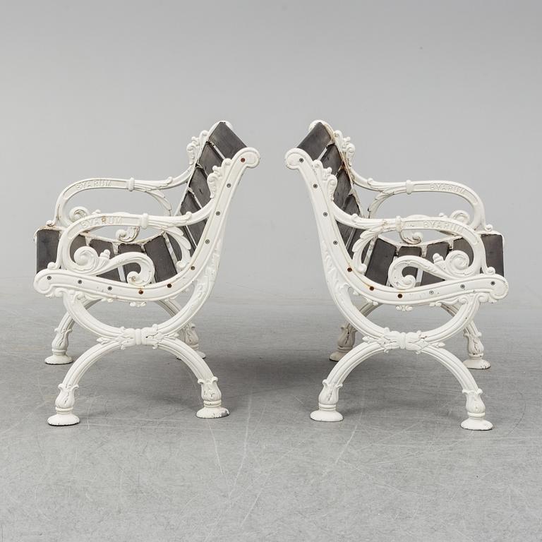 A pair of garden armchairs, Byarum.