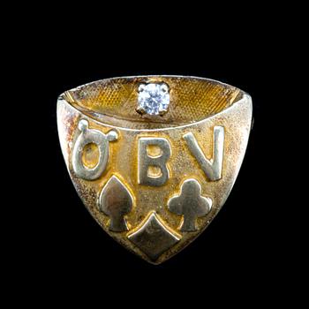 BROSCH, 18 k guld med briljantslipad diamant ca 0,10 ct. Vikt ca 2,5 g.