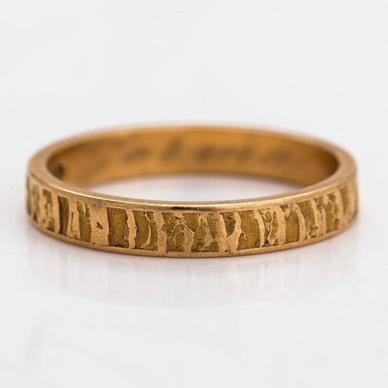 Björn Weckström, An 18K gold ring 'Lapp gold' for Lapponia 1969.