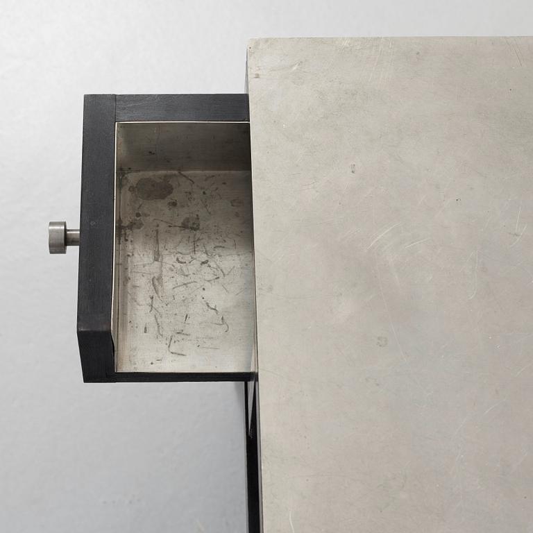 An Uno Åhrén black lacquered birch and pewter side table, Svenskt Tenn, Stockholm ca 1930.