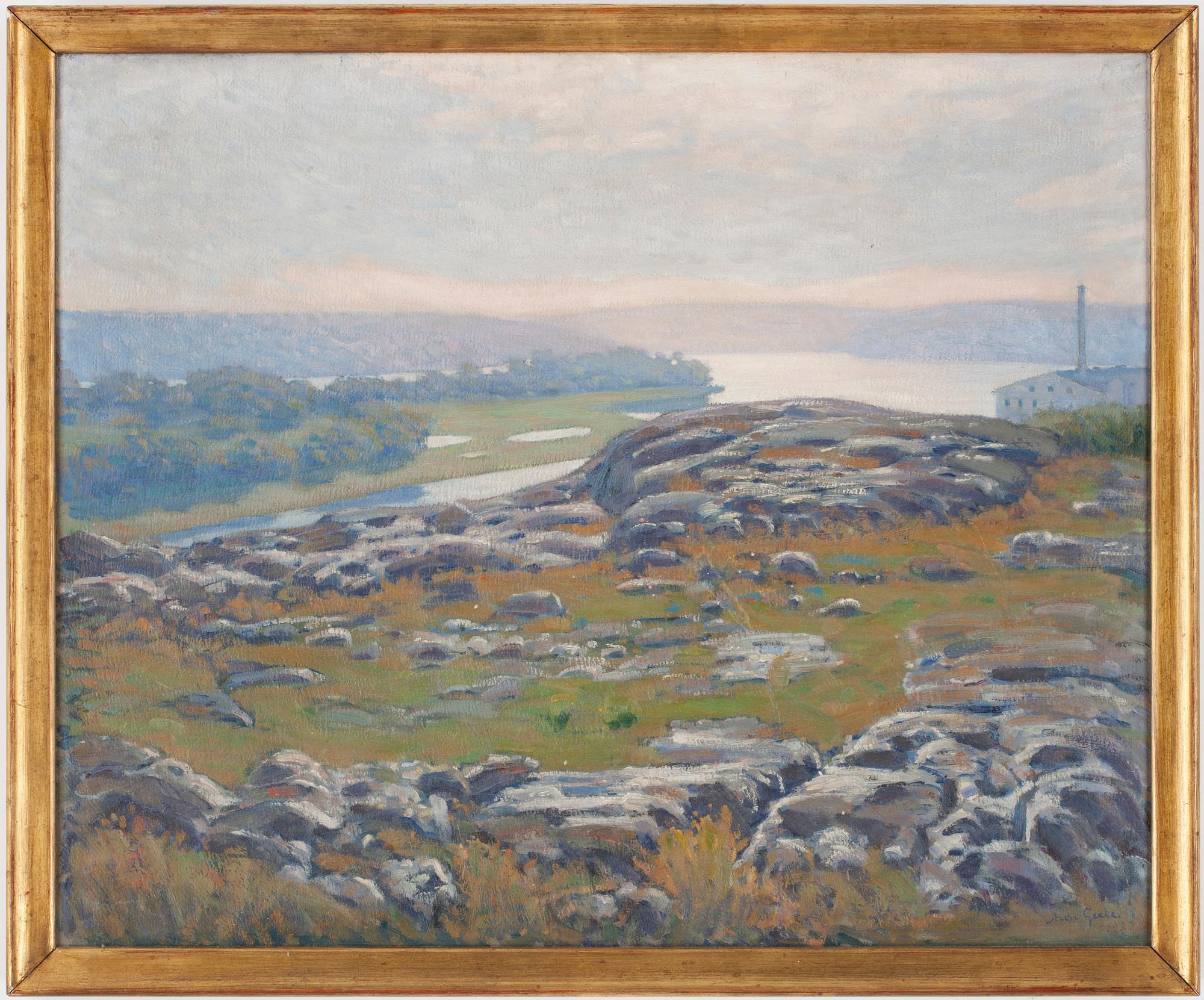 ARON GERLE, olja på pannå. Signerad.