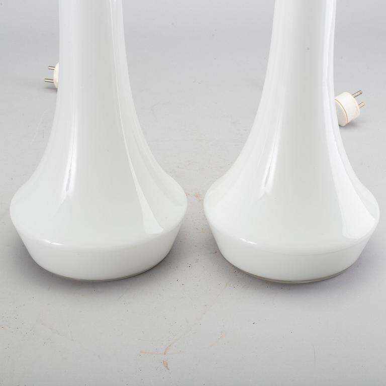 A pair of glass table lamps, mid 20th century.