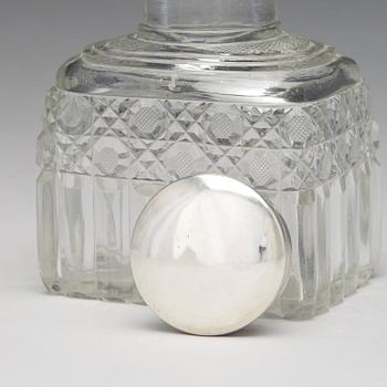 A Russian 19th century glass and silver tea-caddy, lid marked Johan Bernard Hertz, St. Petersburg 1833.