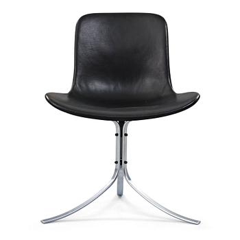 361. Poul Kjaerholm, a black leather "PK-9" chair, edition E Kold Christensen, Denmark.