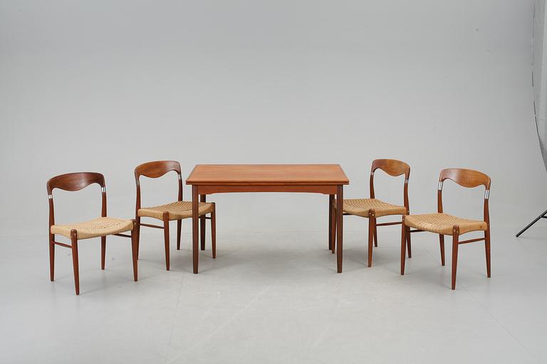 MATBORD samt STOLAR, 5 st, sannolikt Nils Ole Møller, Danmark, 1960-tal.