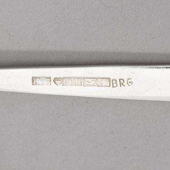 Bertel Gardberg, A 42-piece set of "Birgitta" silver cutlery, marked BG, Hopeatehdas oy, Helsinki 1956-65.