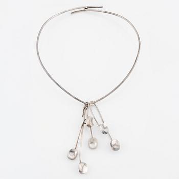 Bent Knudsen, neck ring with three pendants, sterling silver, Denmark.