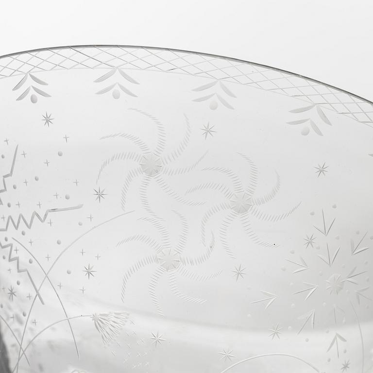 Edward Hald, an engraved 'Fyrverkeri' (Fireworks) glass bowl, Orrefors 1988, model 248.
