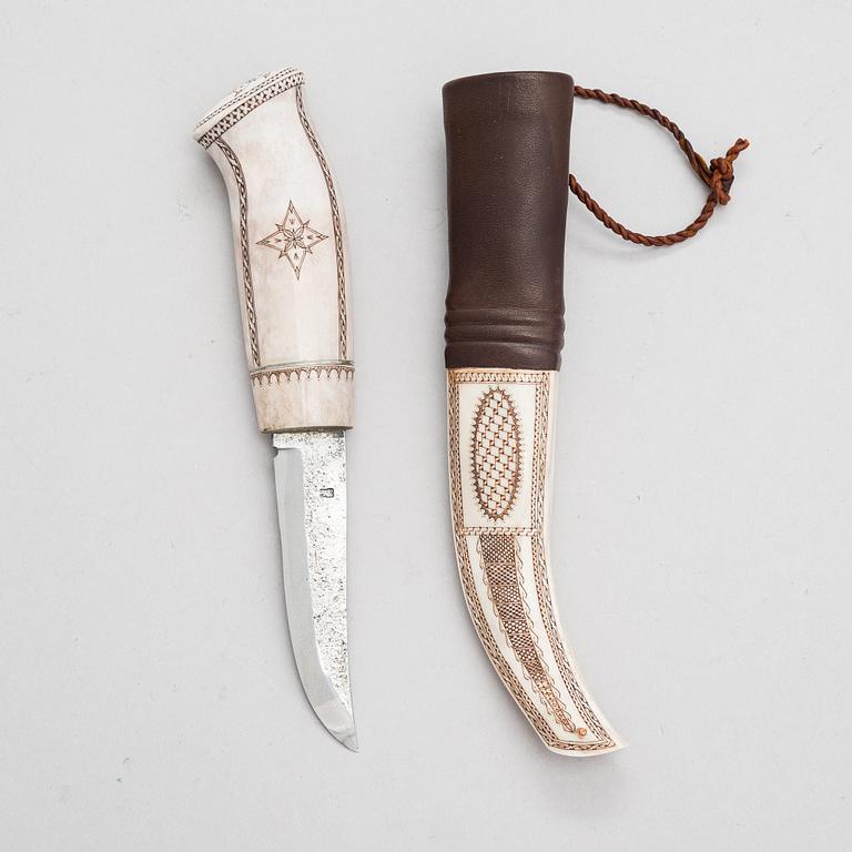 Puolisarvipuukko, signeerattu Ola Landin, terä Conny Persson, saamenkäsityö / duodji, 1900-luvun toinen puolisko.