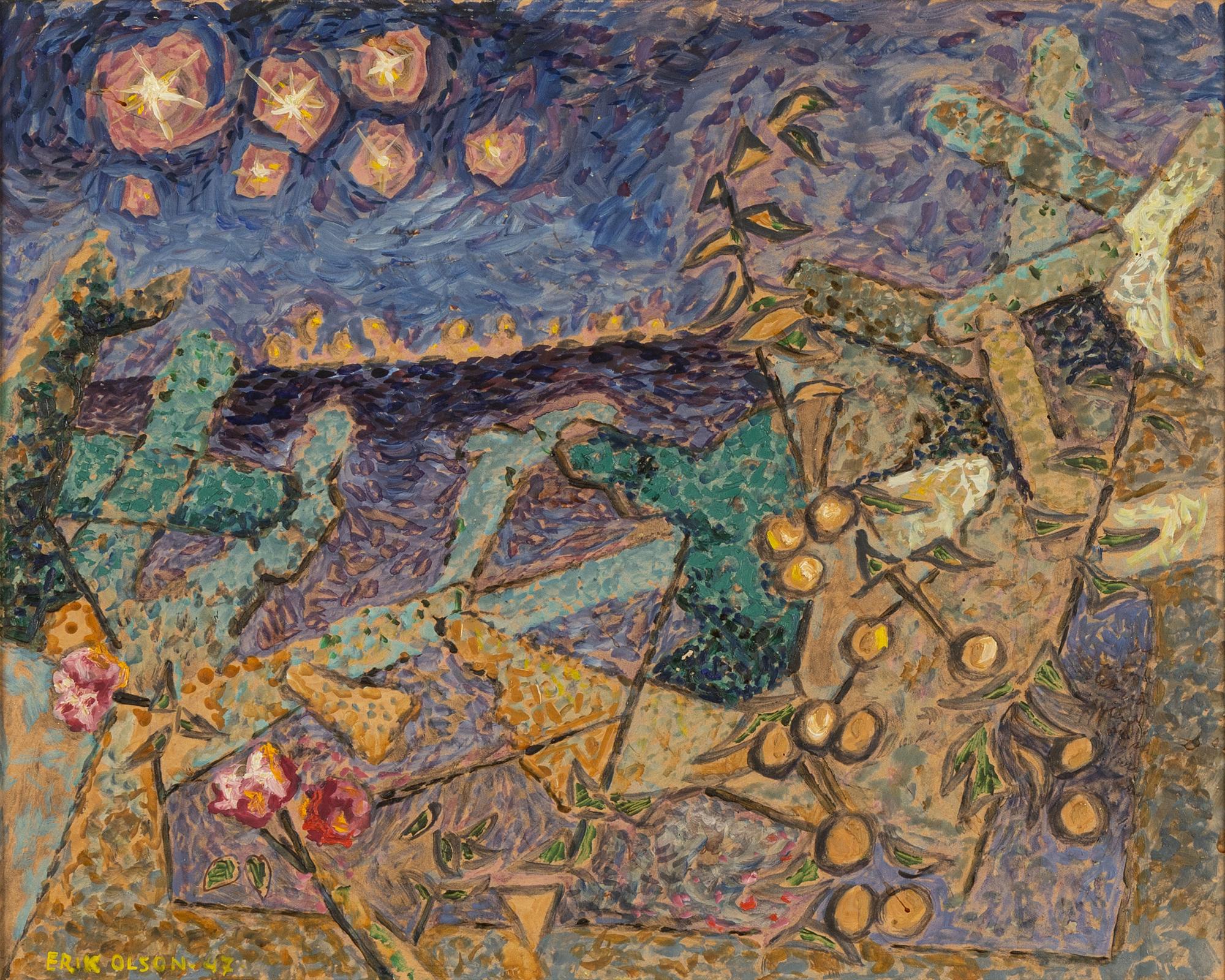 Erik Olson, olja på papp-pannå, signerad och daterad -47.