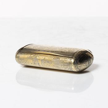 A Russian silver gilt box, indistinct marks, probably Moscow, 19th century.