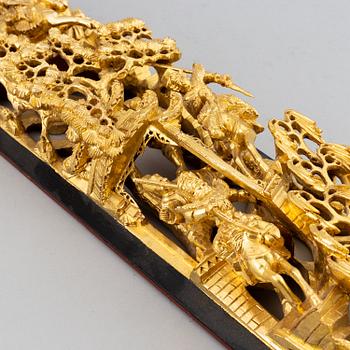 A Chinese gilt wooden carved panel, 20th century.