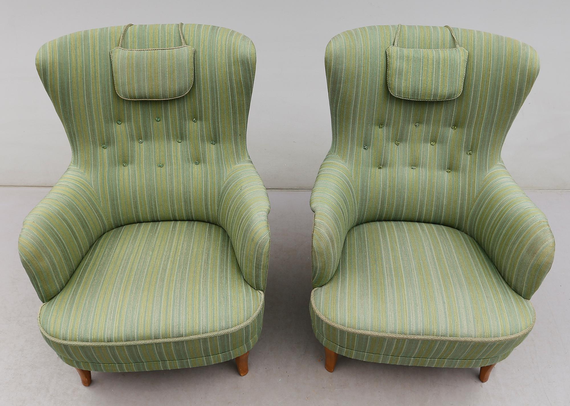 FÅTÖLJER, 1 par, "Patronen", Carl Malmsten, AB O.H. Sjögren, Tranås, 1900-talets andra hälft.