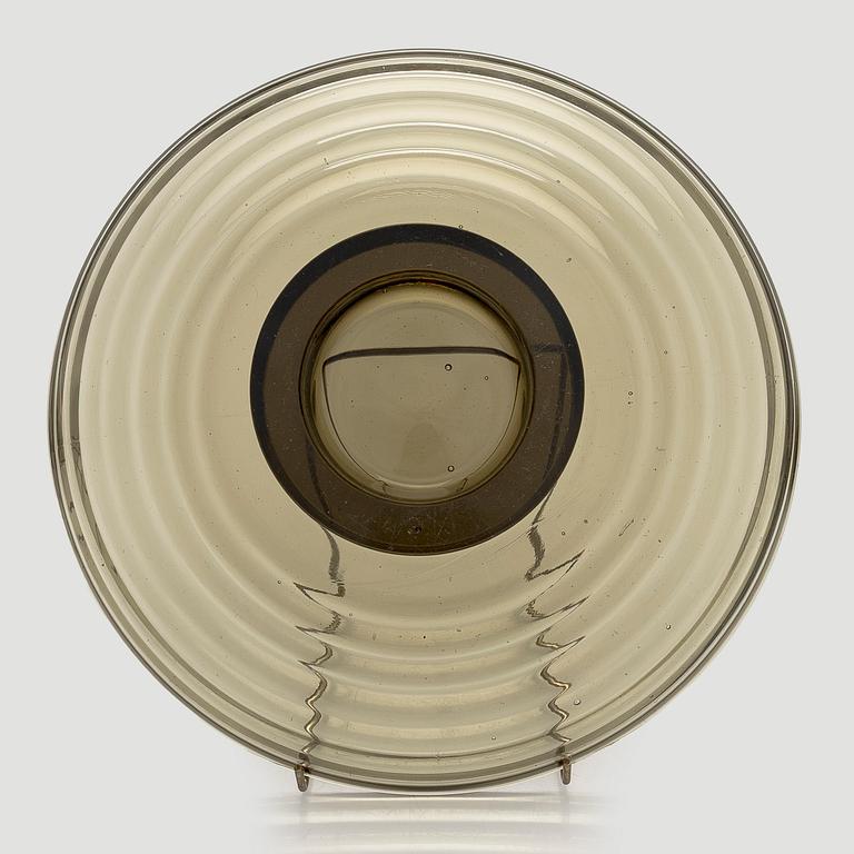 Aino Aalto, malja, sekä lautasia, 6 kpl, "Bölgeblick", Karhulan Lasitehdas, 1930-luku.