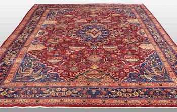 A CARPET, Figural kashmar, around 385 x 293 cm.