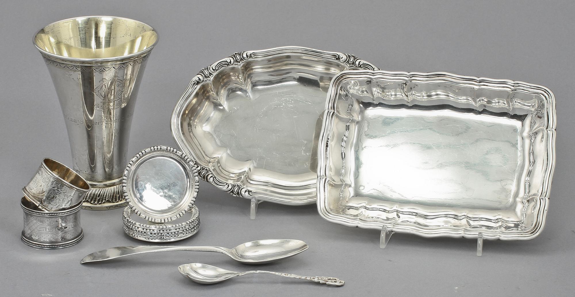 PARTI SILVER, 13 delar, silver, 1800/1900-tal. Vikt 760 g.