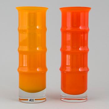 VASER, ett par, glas, Banboo, Bo Borgström, Aseda Glasbruk.